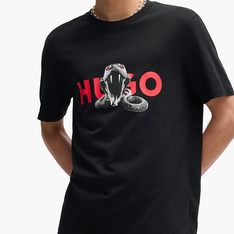 Men T-Shirts Deyladec.S Black Cotton Hugo