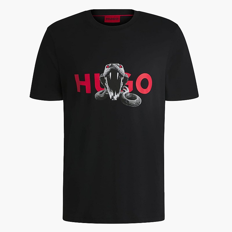 Men T-Shirts Deyladec.S Black Cotton Hugo