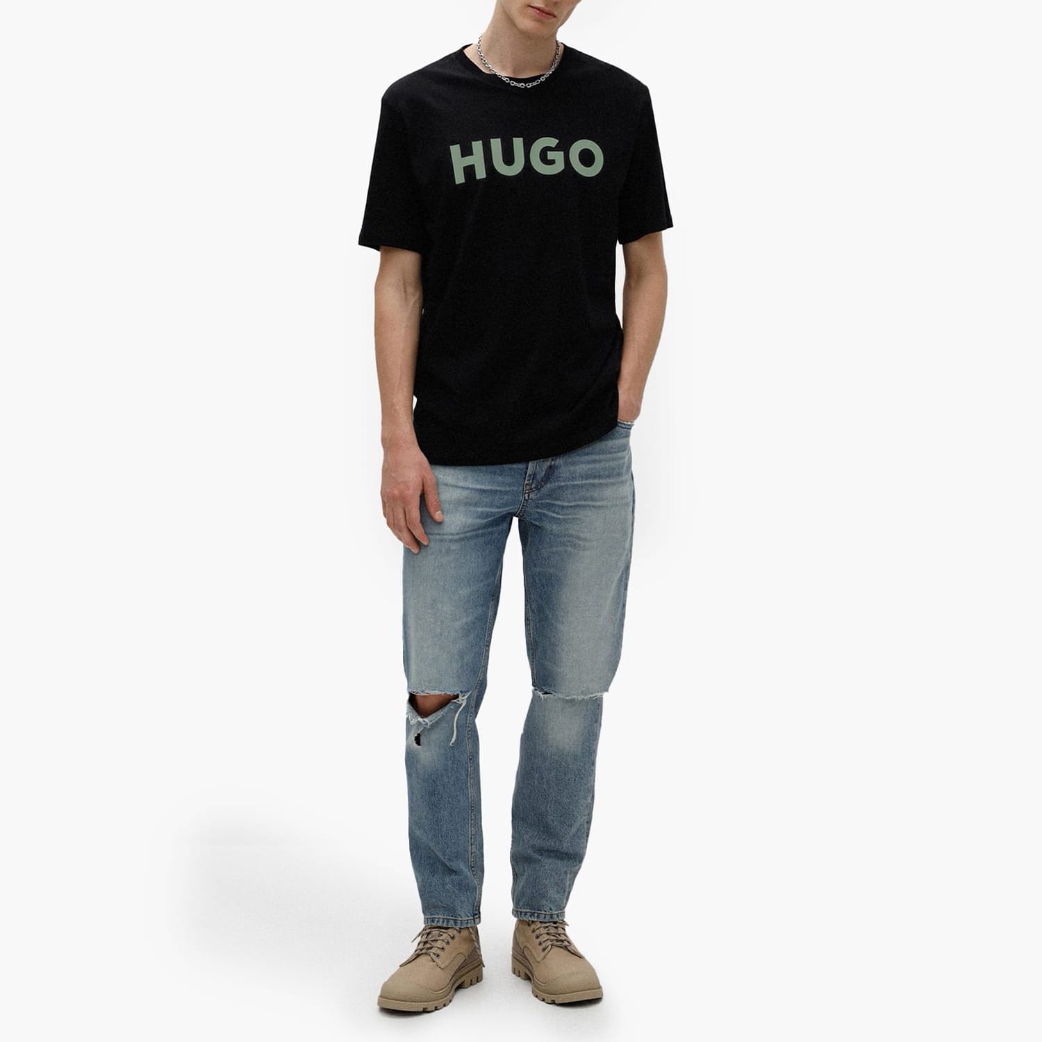 Ανδρικές Μπλούζες Dulivio Μαύρο Βαμβάκι Hugo