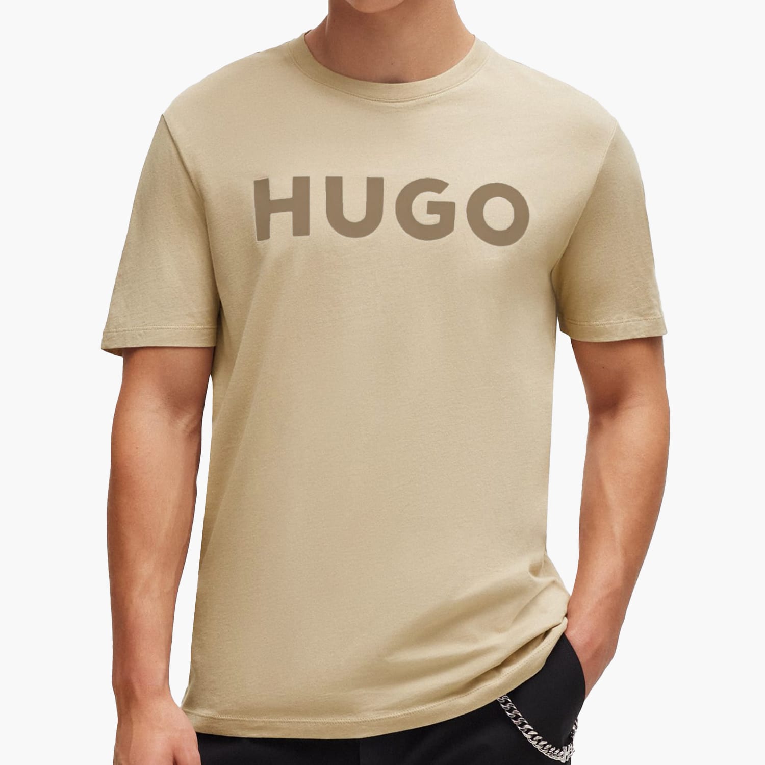 Ανδρικές Μπλούζες Dulivio Μπεζ Βαμβάκι Hugo