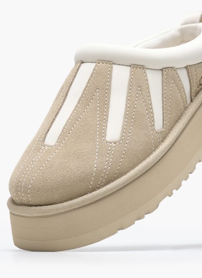 Γυναικεία Mules 1167655 Μπεζ Δέρμα Καστόρι-Ύφασμα UGG