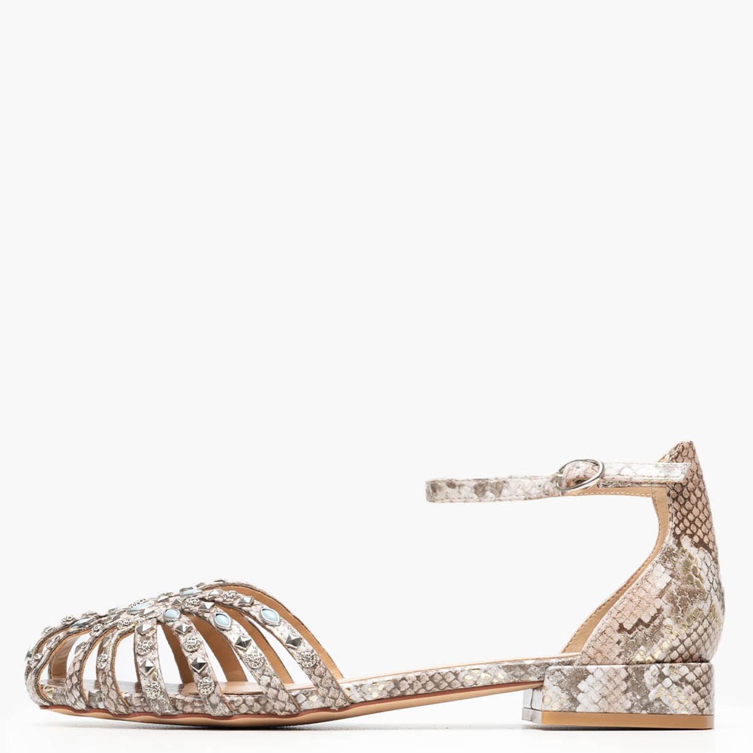 Γυναικεία Flats V250400 Ασημί Δέρμα Alma En Pena