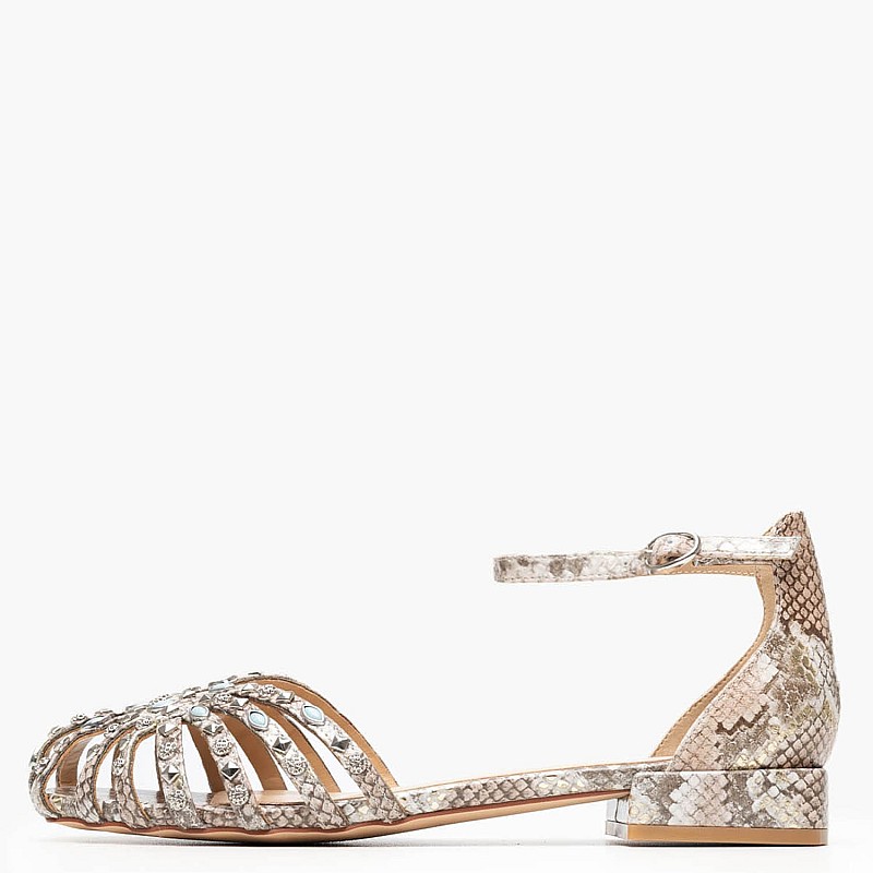 Women Flats V250400 Silver Leather Alma En Pena