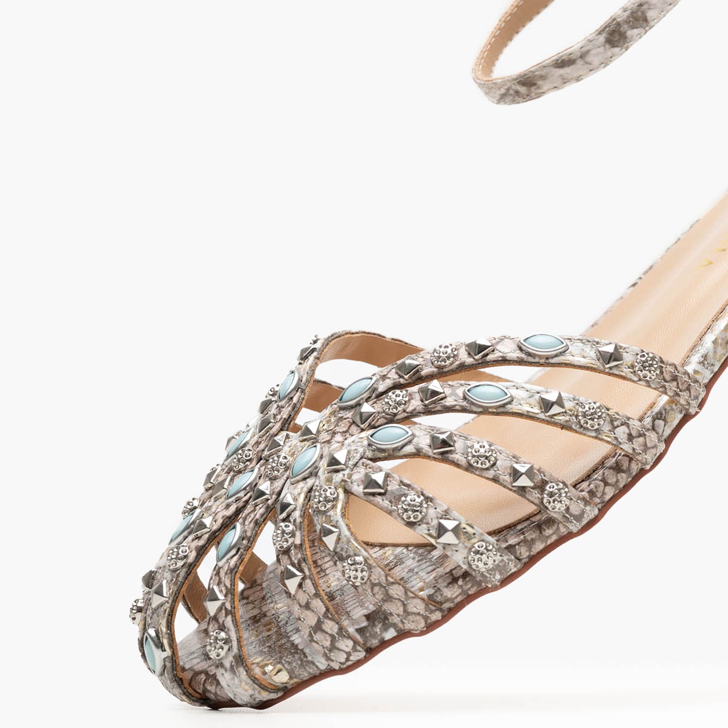 Γυναικεία Flats V250400 Ασημί Δέρμα Alma En Pena
