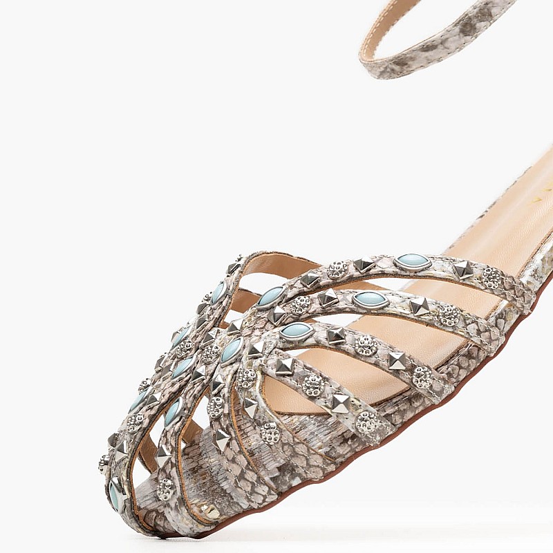 Women Flats V250400 Silver Leather Alma En Pena