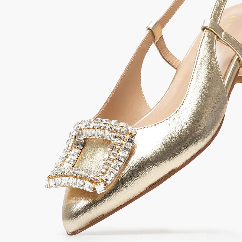 Γυναικεία Flats V250480 Χρυσό Δέρμα Alma En Pena