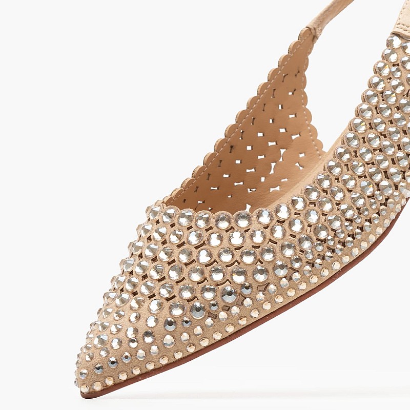 Γυναικεία Flats V250488 Μπεζ Strass Alma En Pena