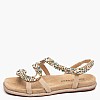 Women Flats V251605 Beige Leather-Fabric Alma En Pena