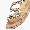 Women Flats V251605 Beige Leather-Fabric Alma En Pena