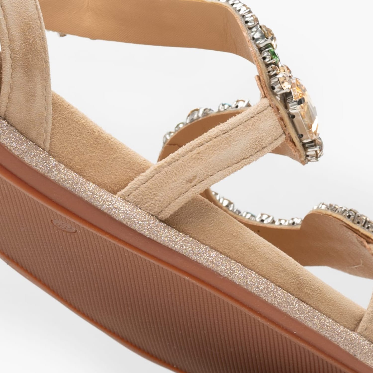 Women Flats V251605 Beige Leather-Fabric Alma En Pena