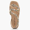Women Flats V251605 Beige Leather-Fabric Alma En Pena