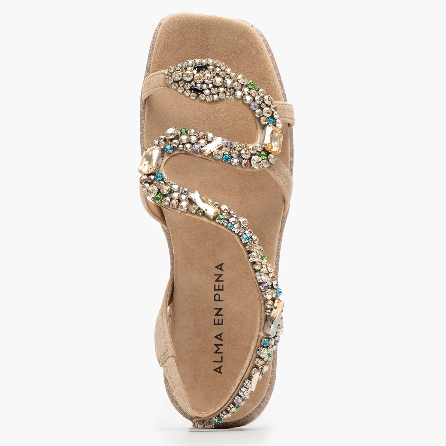 Women Flats V251605 Beige Leather-Fabric Alma En Pena
