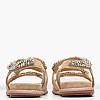 Women Flats V251605 Beige Leather-Fabric Alma En Pena