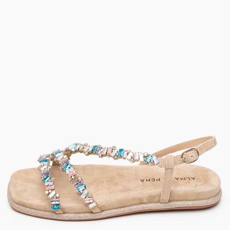 Γυναικεία Flats V251614 Μπεζ Strass Alma En Pena