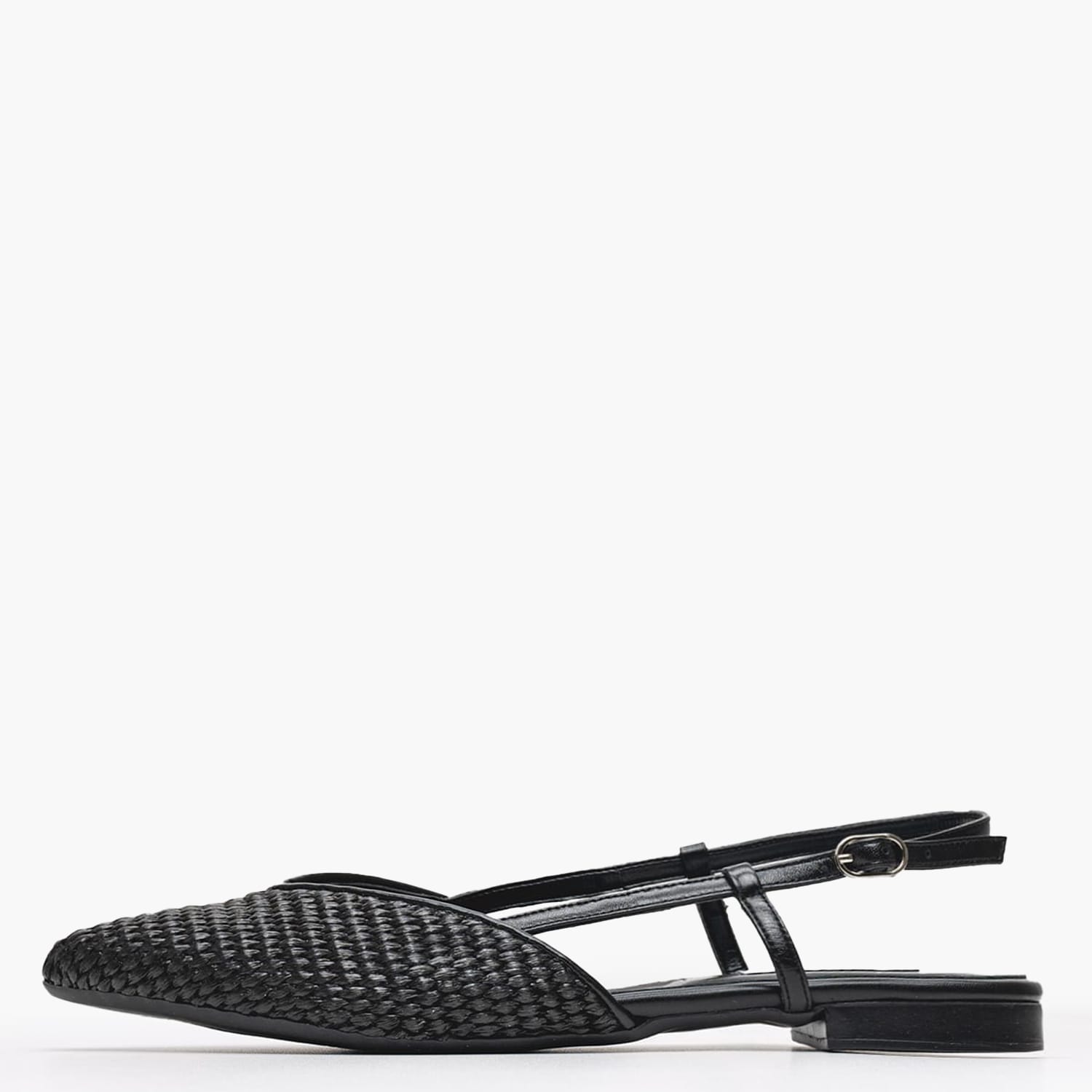 Γυναικεία Flats Julia Μαύρο Ψάθα Mortoglou