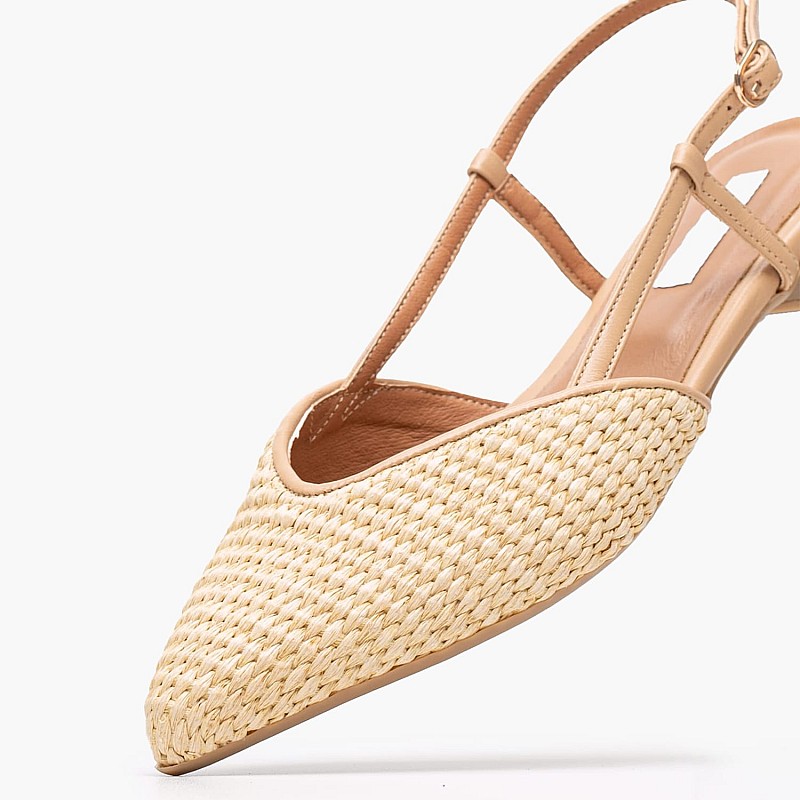 Γυναικεία Flats Julia Μπεζ Ψάθα Mortoglou