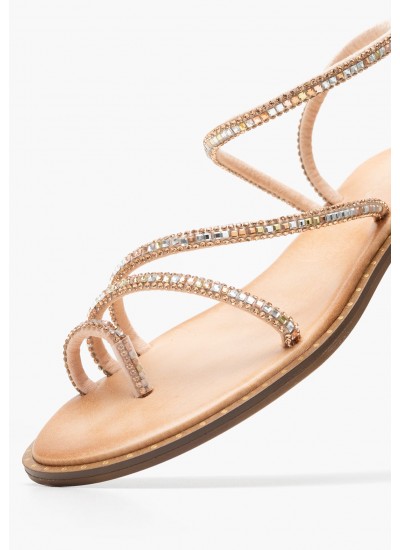 Γυναικεία Flats Jiani Μπρονζέ Strass Mortoglou