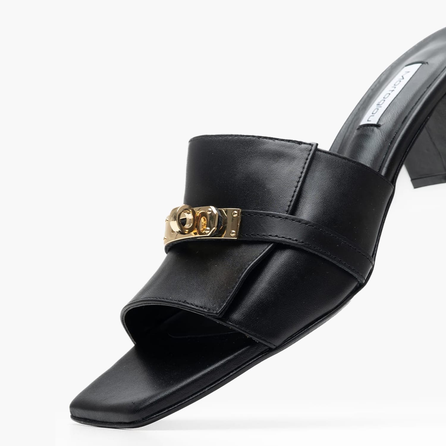 Women Mules Krystena Black Leather Mortoglou
