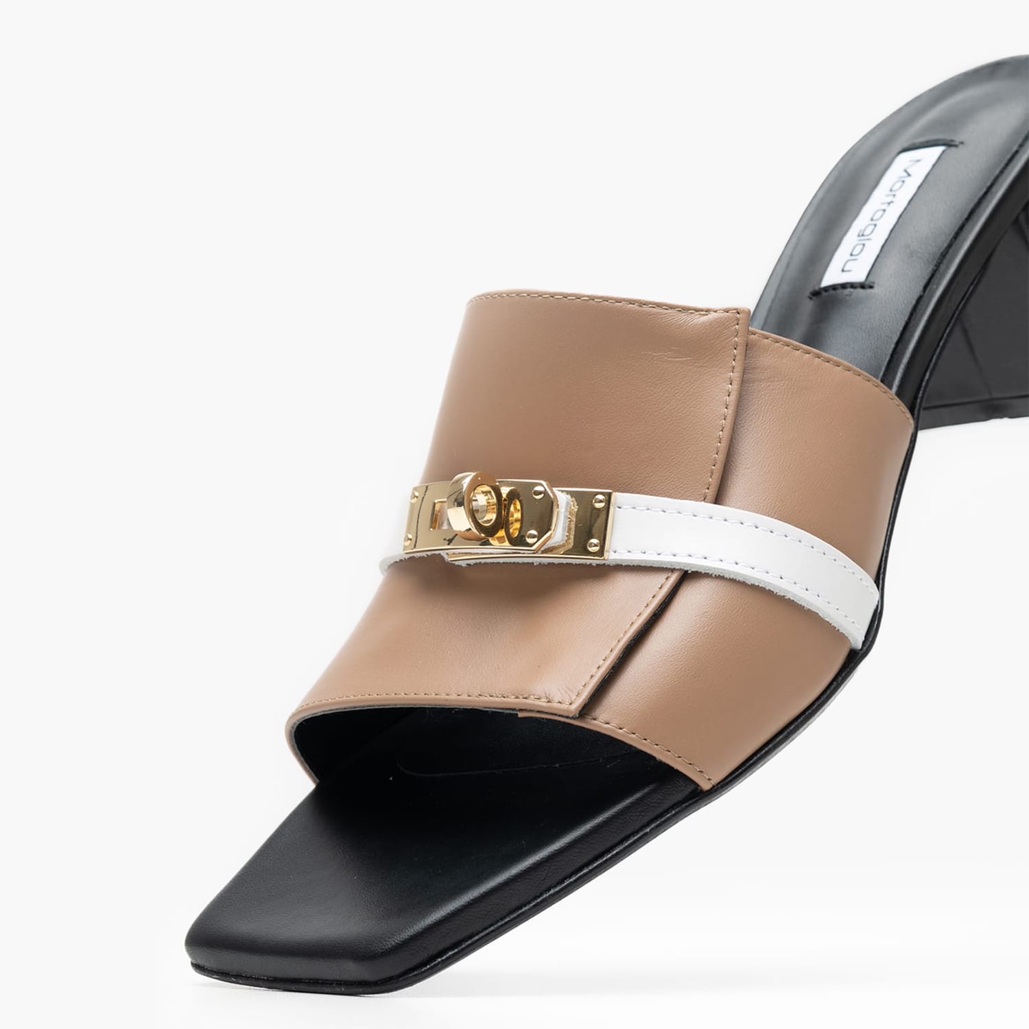 Women Mules Krystena Taupe Leather Mortoglou