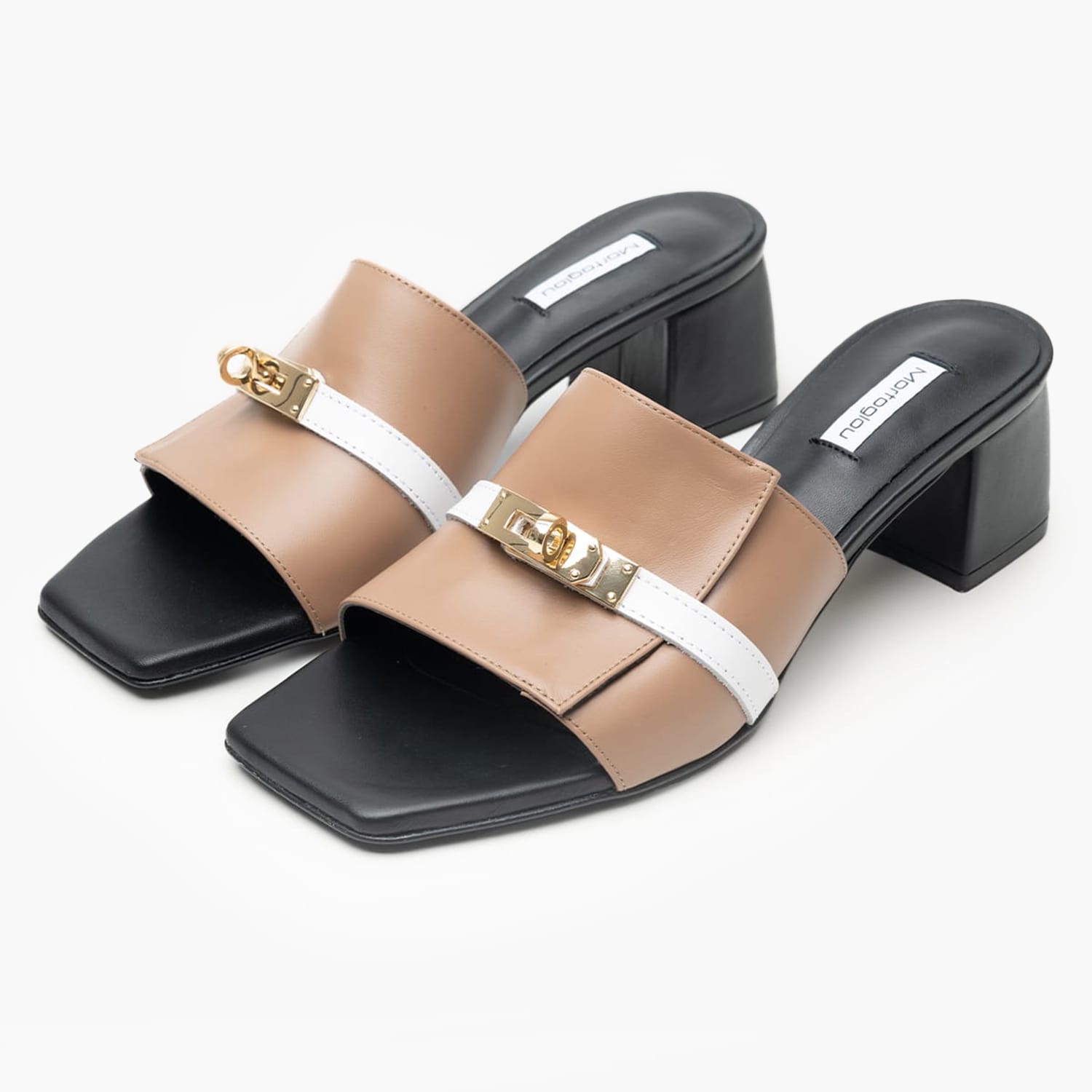 Women Mules Krystena Taupe Leather Mortoglou