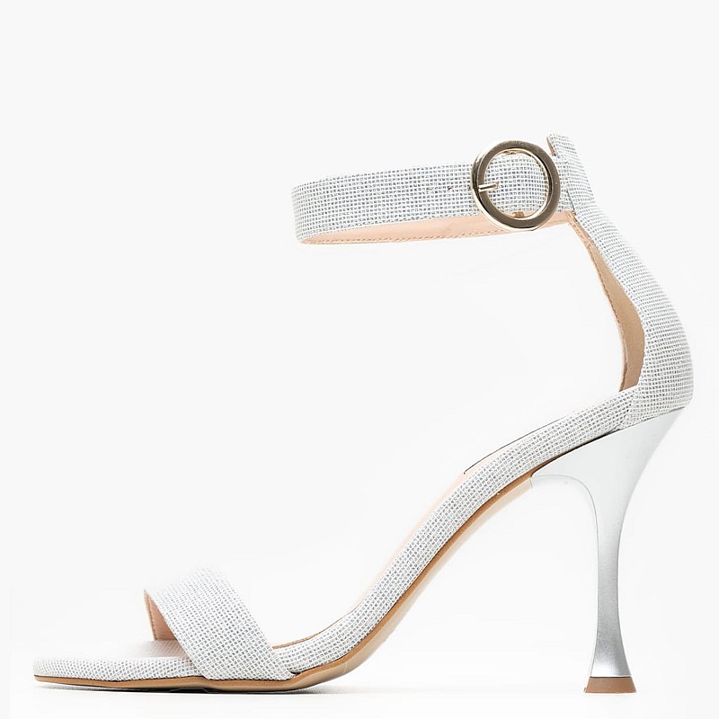 Women Sandals Zizele Silver Fabric Mortoglou