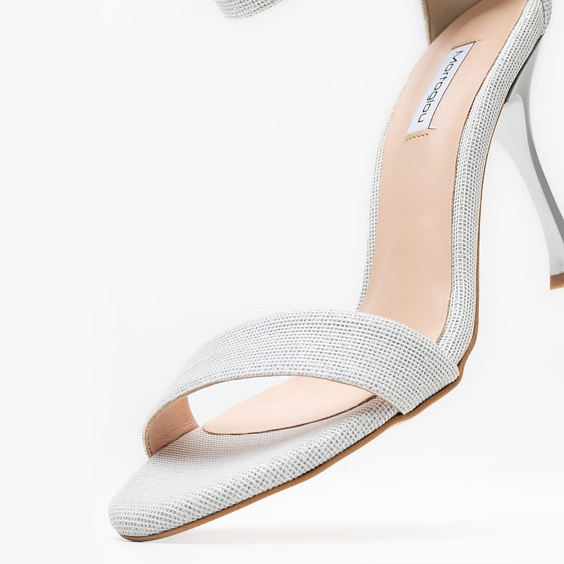 Women Sandals Zizele Silver Fabric Mortoglou