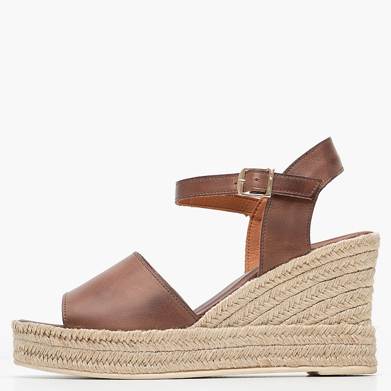 Women Platforms High 51301 Brown Leather Mortoglou