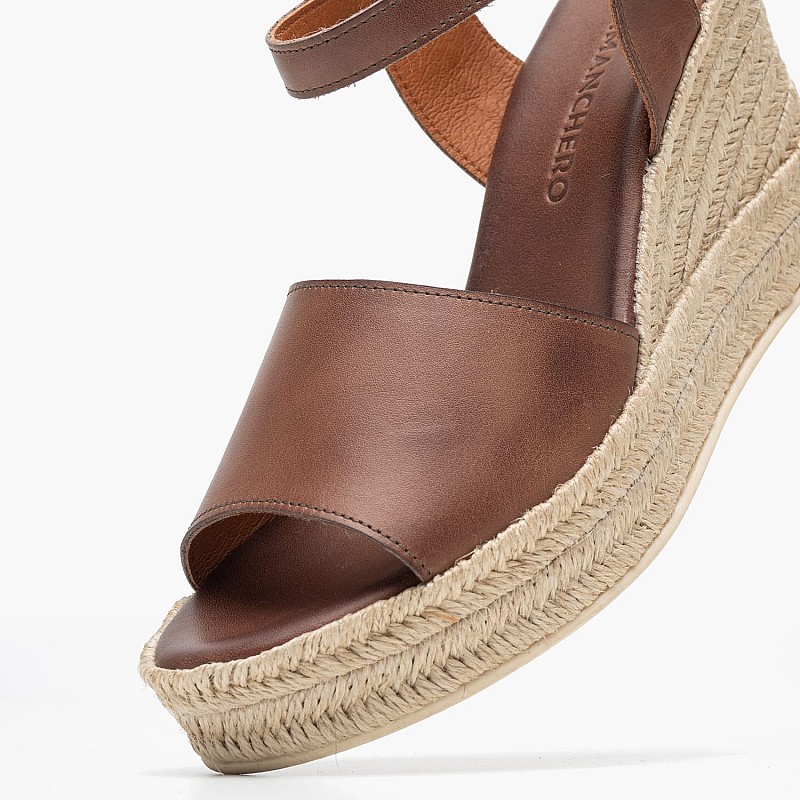 Women Platforms High 51301 Brown Leather Mortoglou