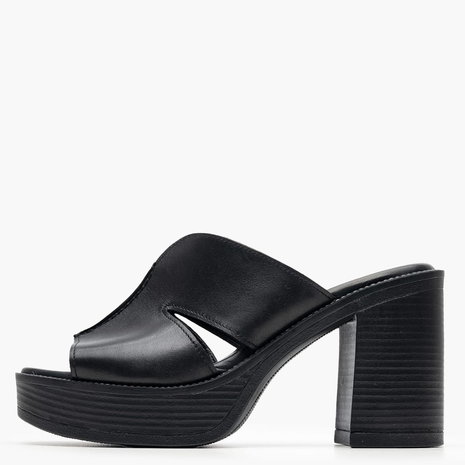 Women Mules 51304 Black Leather Mortoglou