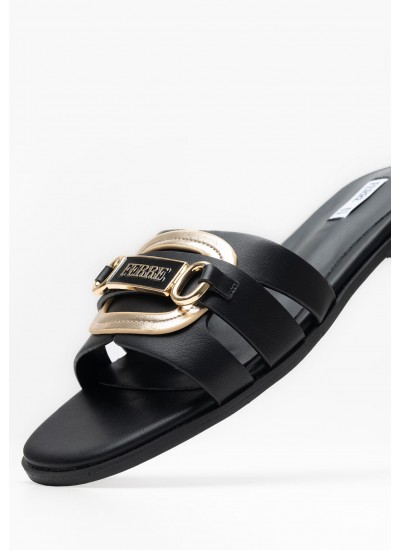 Γυναικεία Πέδιλα Leanca Μαύρο Δέρμα Guess