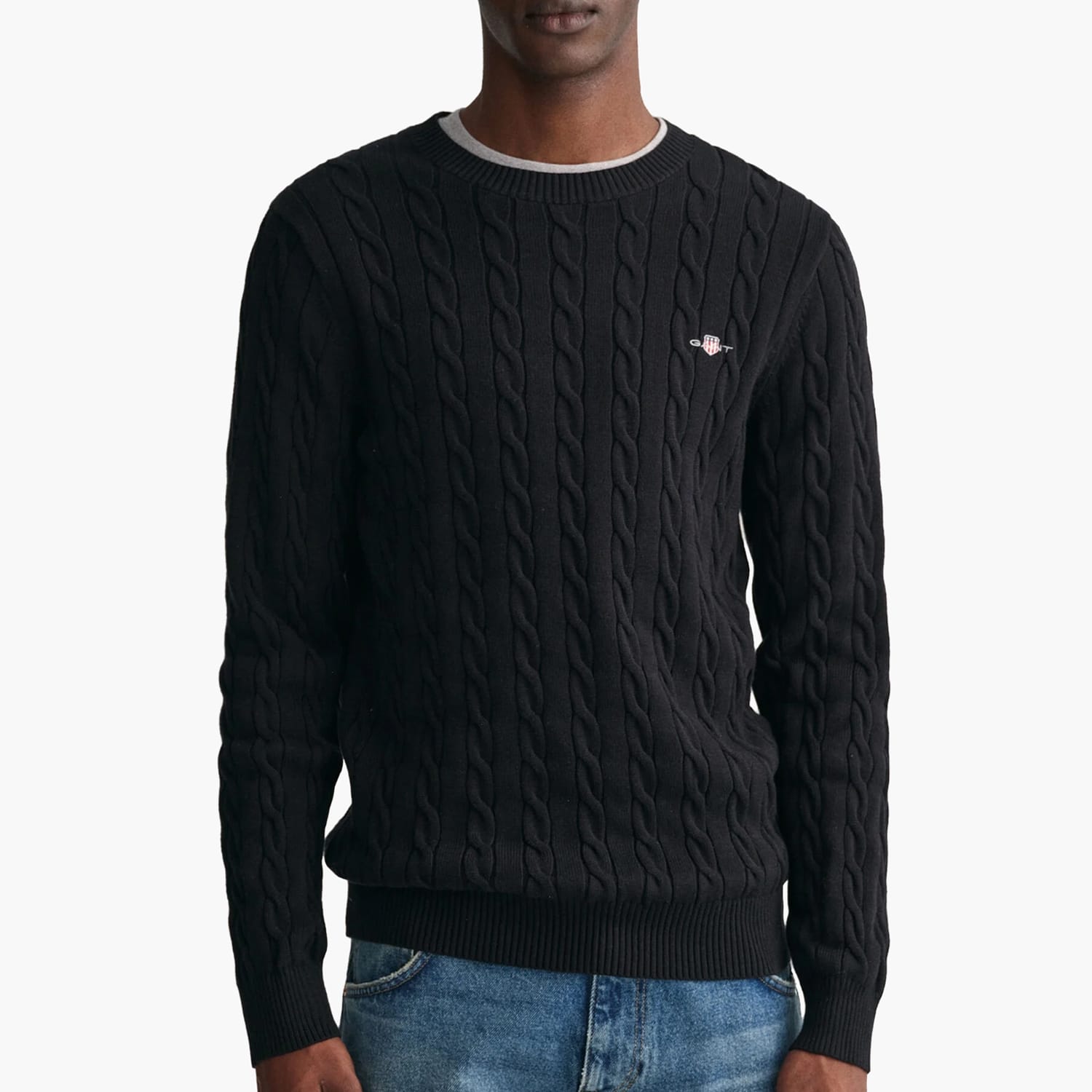 GANT Cab.Neck Ανδρικά Μπλούζες Gant Cab.Neck-Black