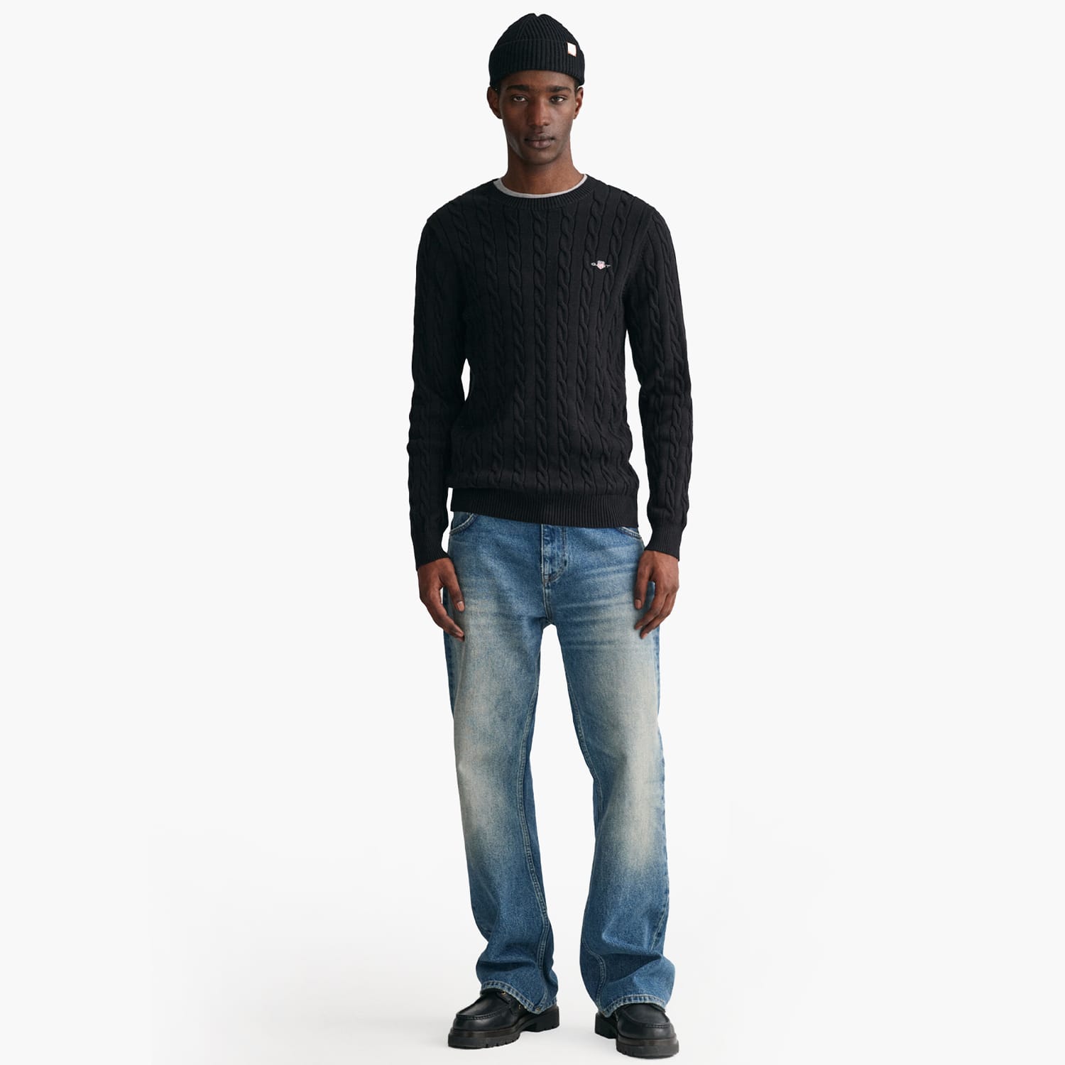 GANT Cab.Neck Ανδρικά Μπλούζες Gant Cab.Neck-Black