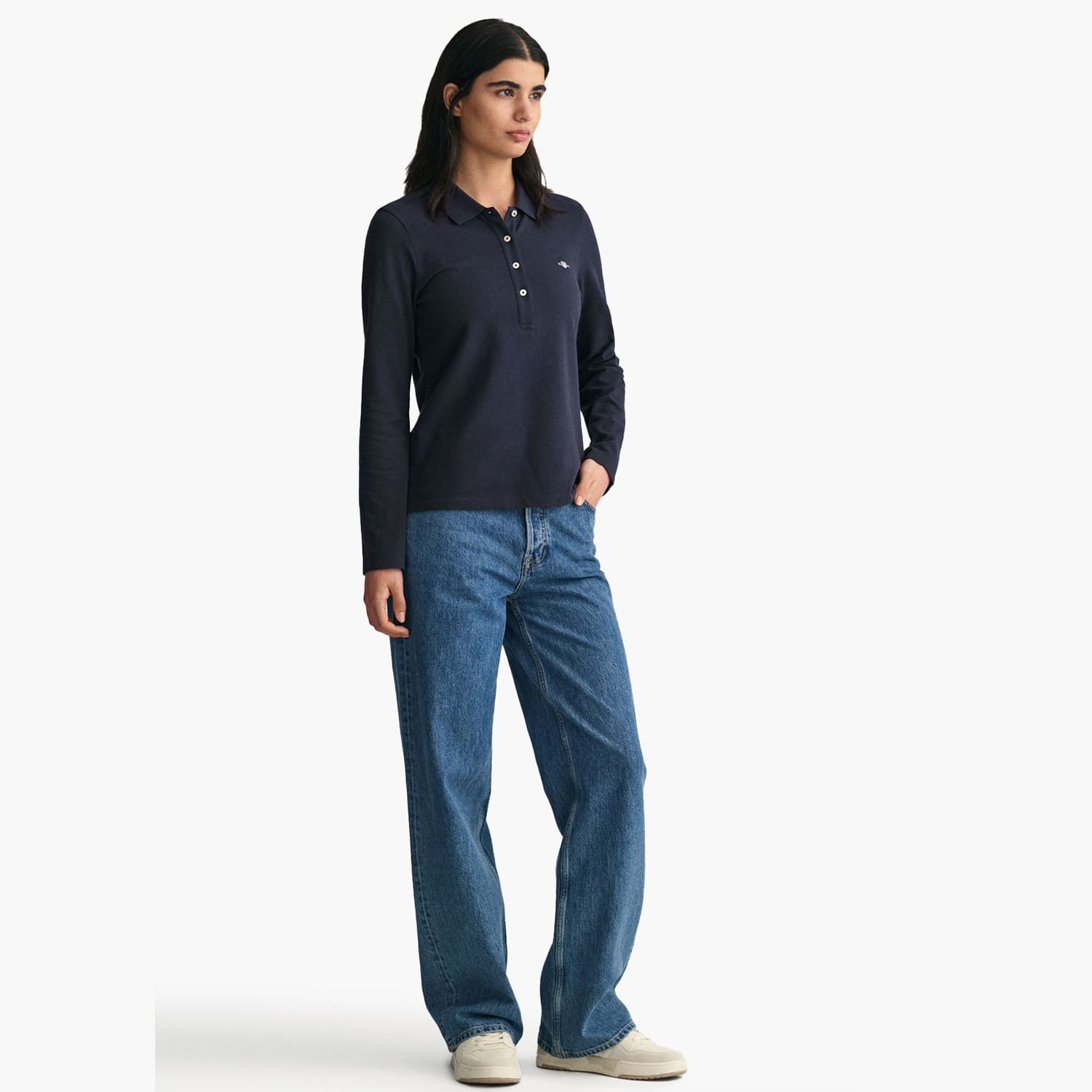 GANT Slim.Pique Γυνακεία Μπλούζες - Τοπ Gant Slim.Pique-DarkBlue
