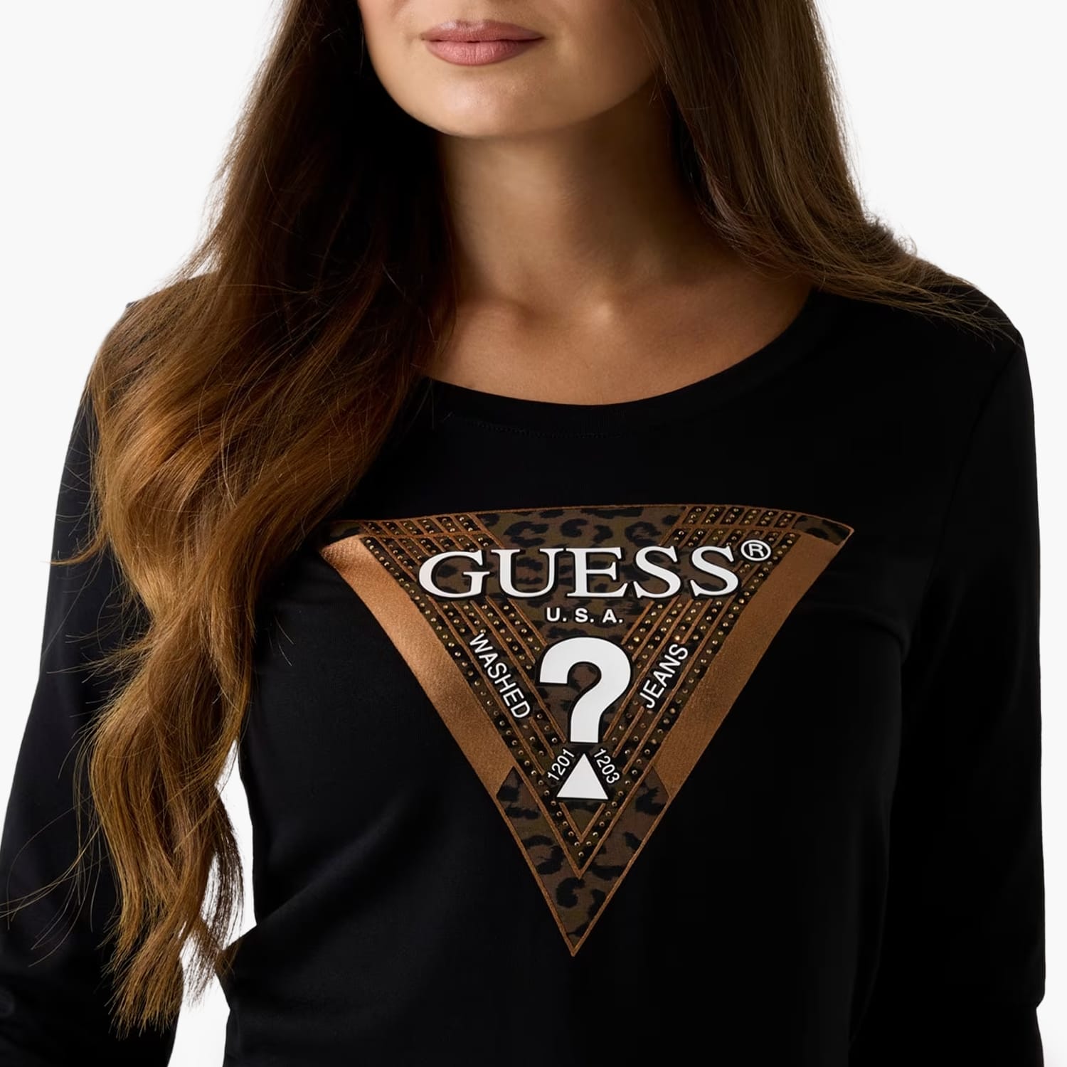 Guess Ls.Leo.Triangle Γυνακεία Μπλούζα - Τοπ Guess Ls.Leo.Triangle-Black