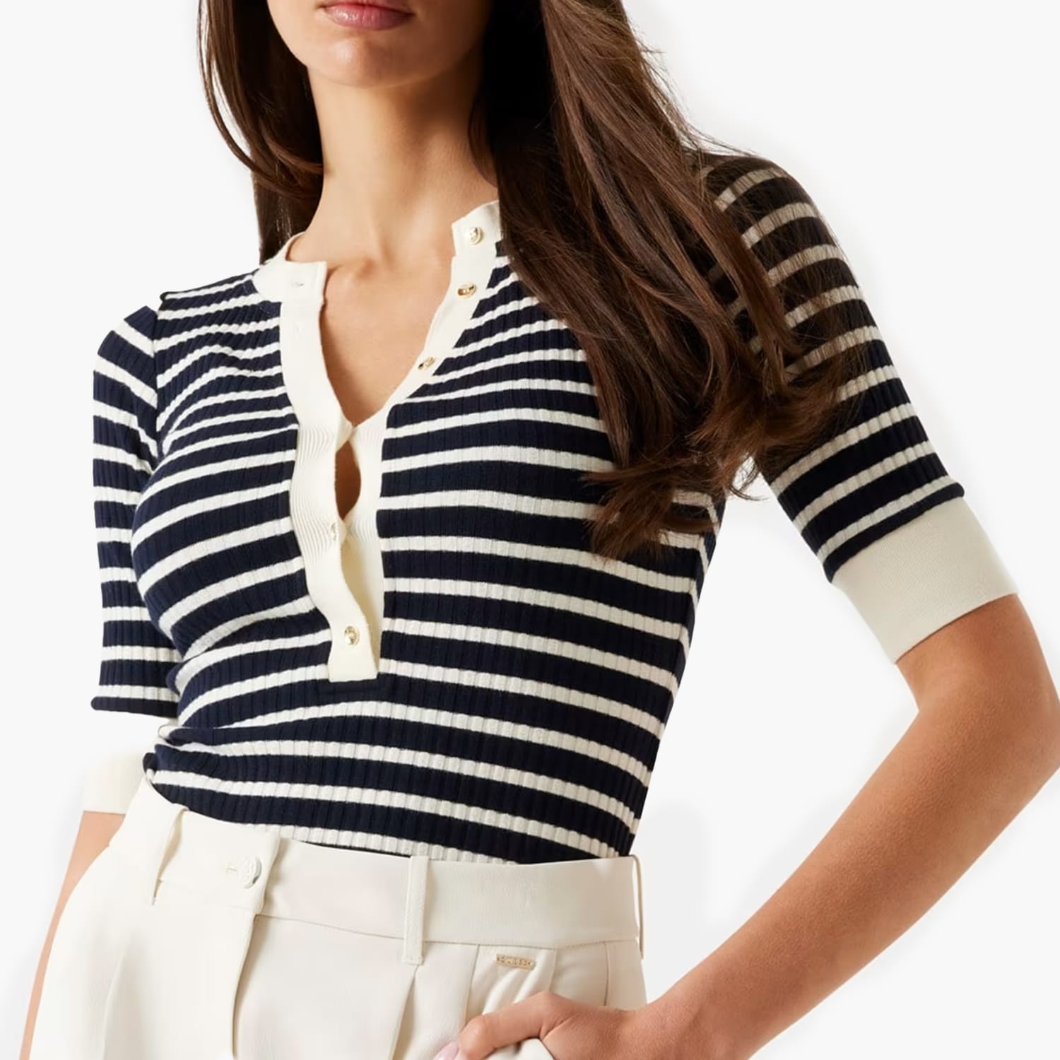 Guess Serafino.Striped Γυνακεία Μπλούζα - Τοπ Guess Serafino.Striped-DarkBlue