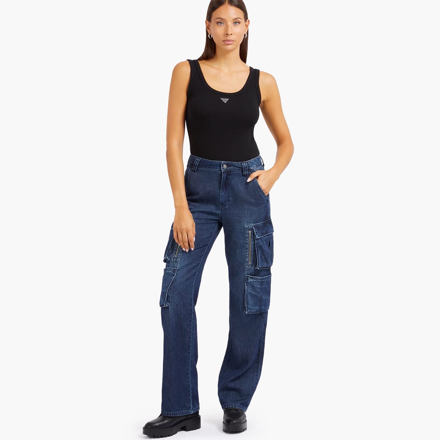 Guess Triangle.Bling Γυνακεία Μπλούζες - Τοπ Guess Triangle.Bling-Black