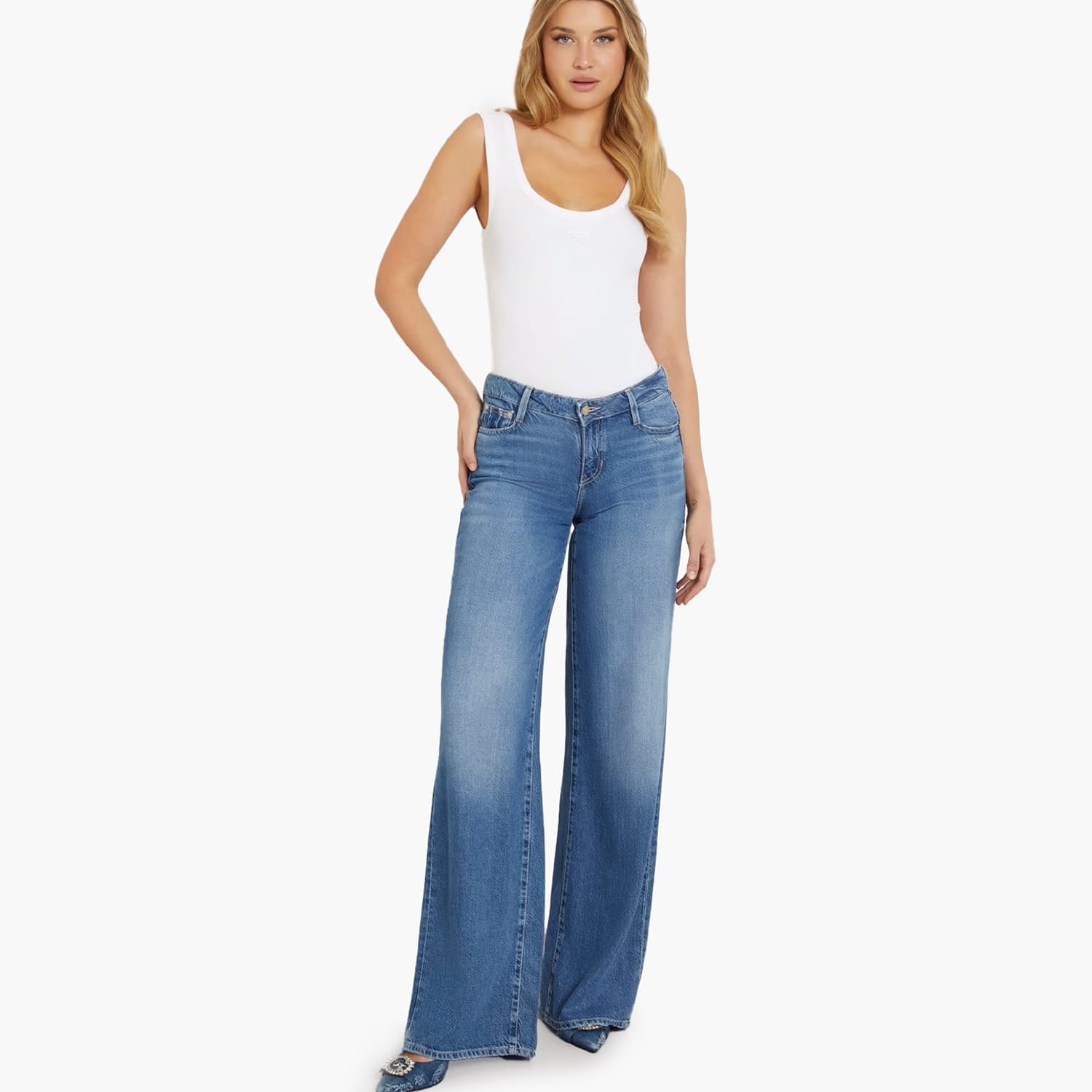 Guess Triangle.Bling Γυνακεία Μπλούζες - Τοπ Guess Triangle.Bling-White