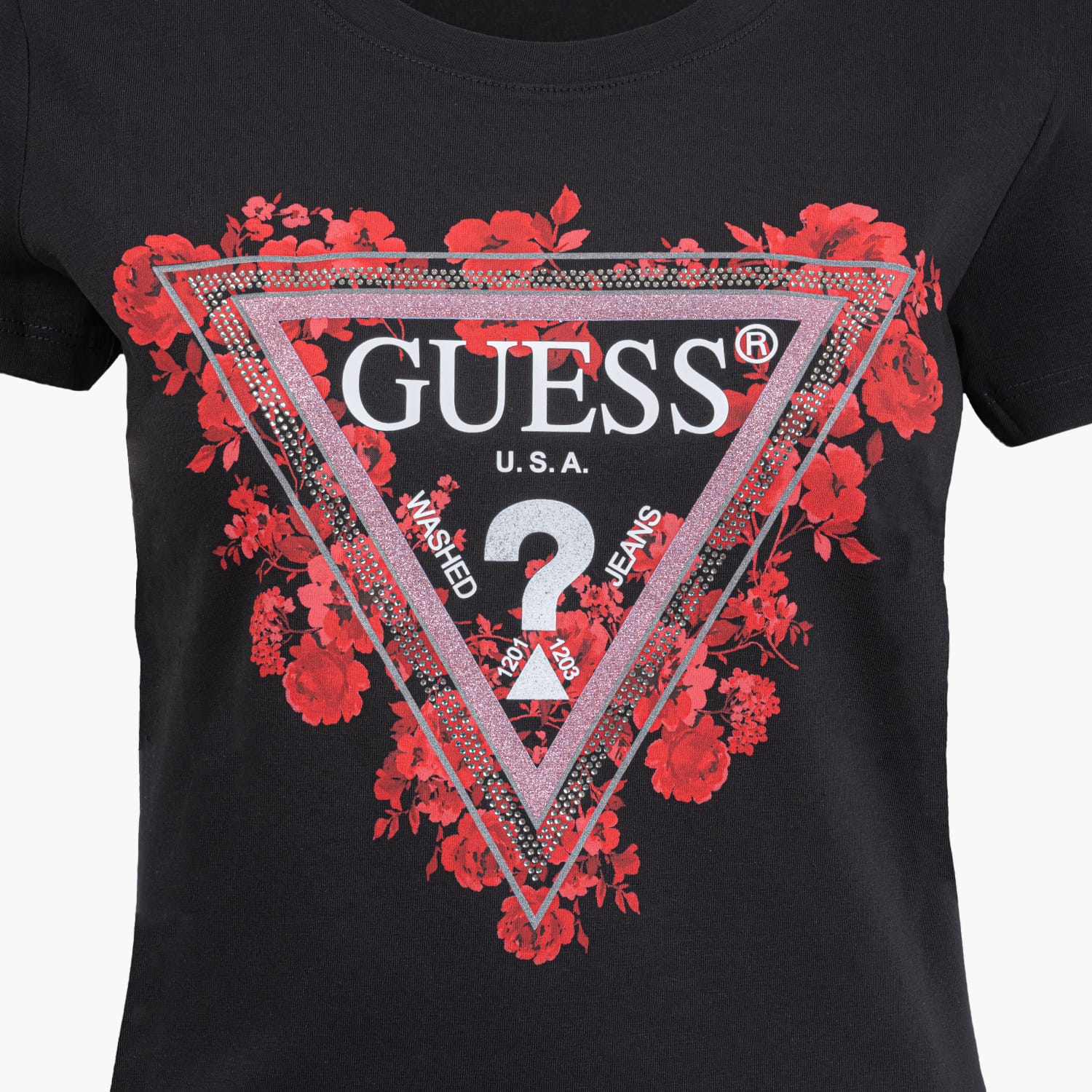 Guess Flowers.Triangle Γυνακεία Μπλούζα - Τοπ