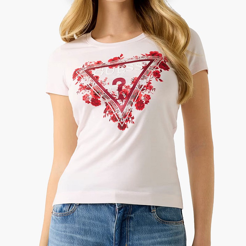 Guess Flowers.Triangle Γυνακεία Μπλούζα - Τοπ