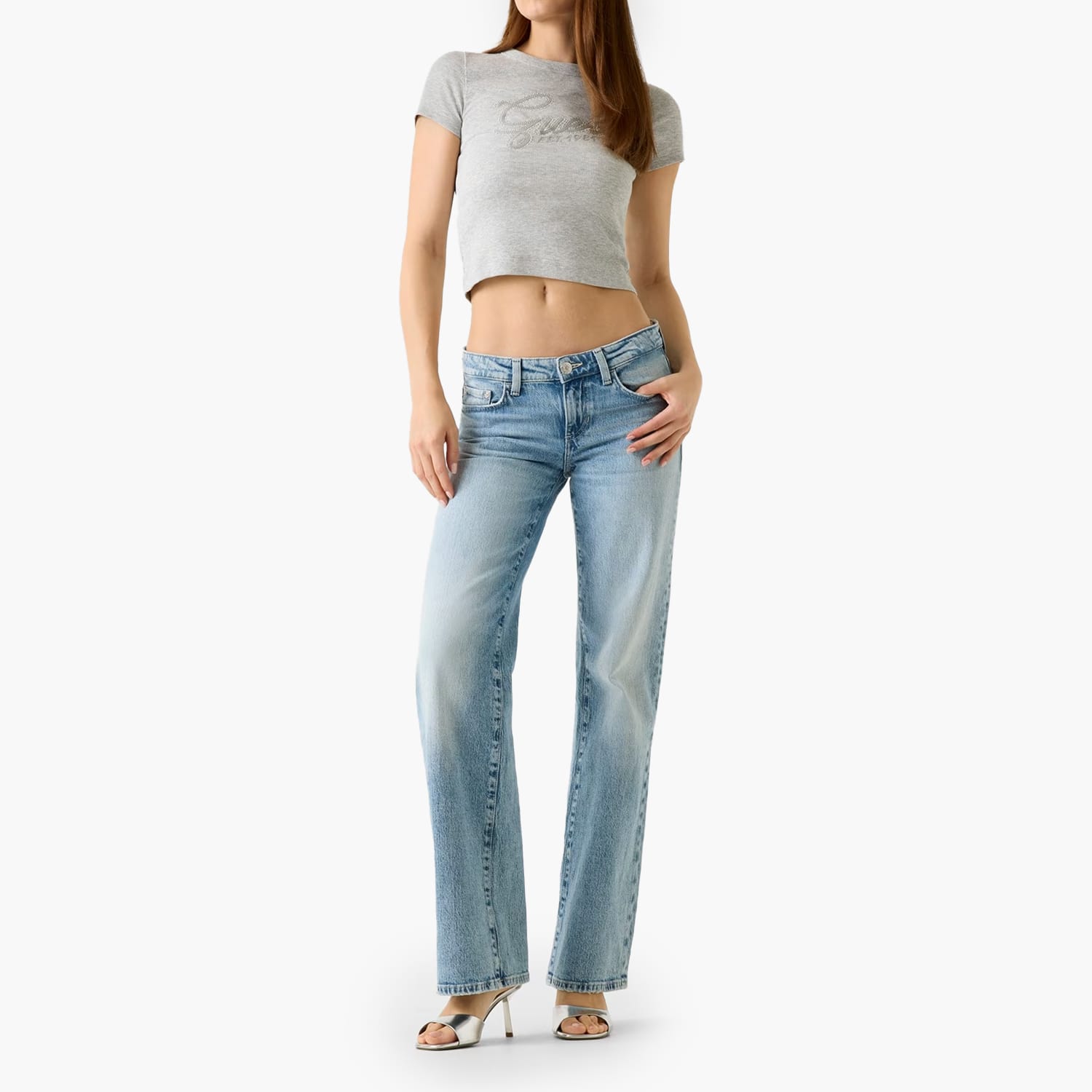 Guess Studs.Script-Grey